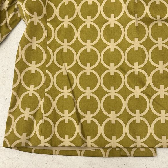 Talbots Open Front Jacket Womens 8 Green Geometric Pockets Stretch Artsy - Picture 6 of 12